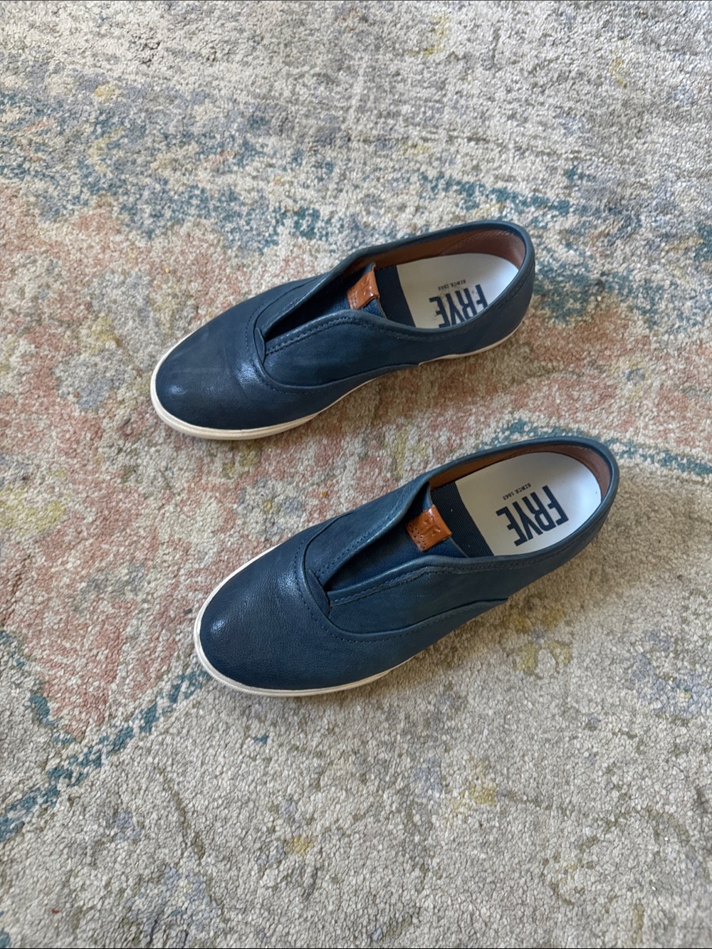 Frye Dark Blue Leather Slip-On Loafers